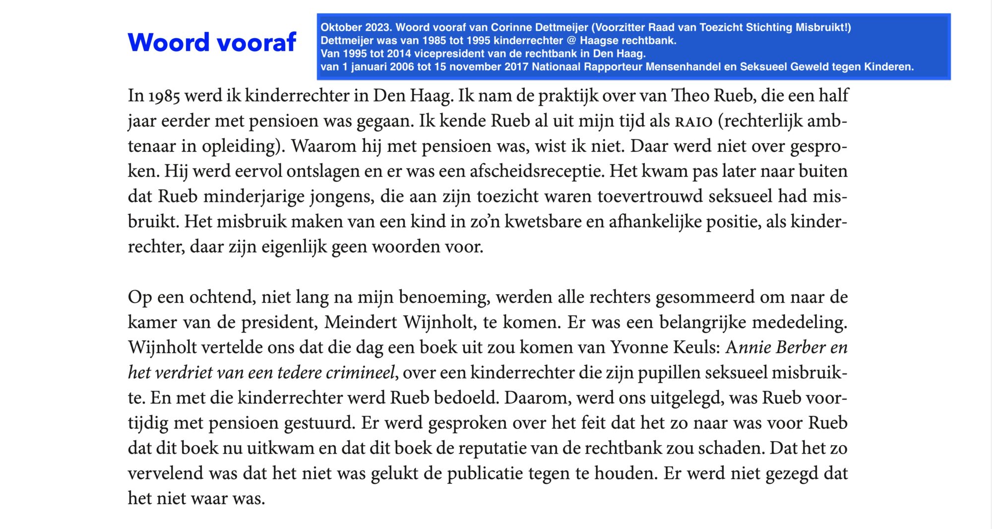 Haagse rechters in 1985 ingelicht over pedoseksuele vicepresident Theo ...